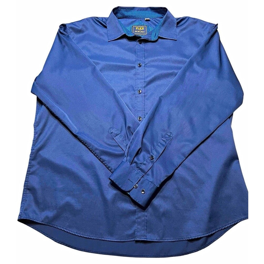 Marc Anthony Flex Mens Dress Shirt 2XL Navy Stretch Button Up Long Sleeve